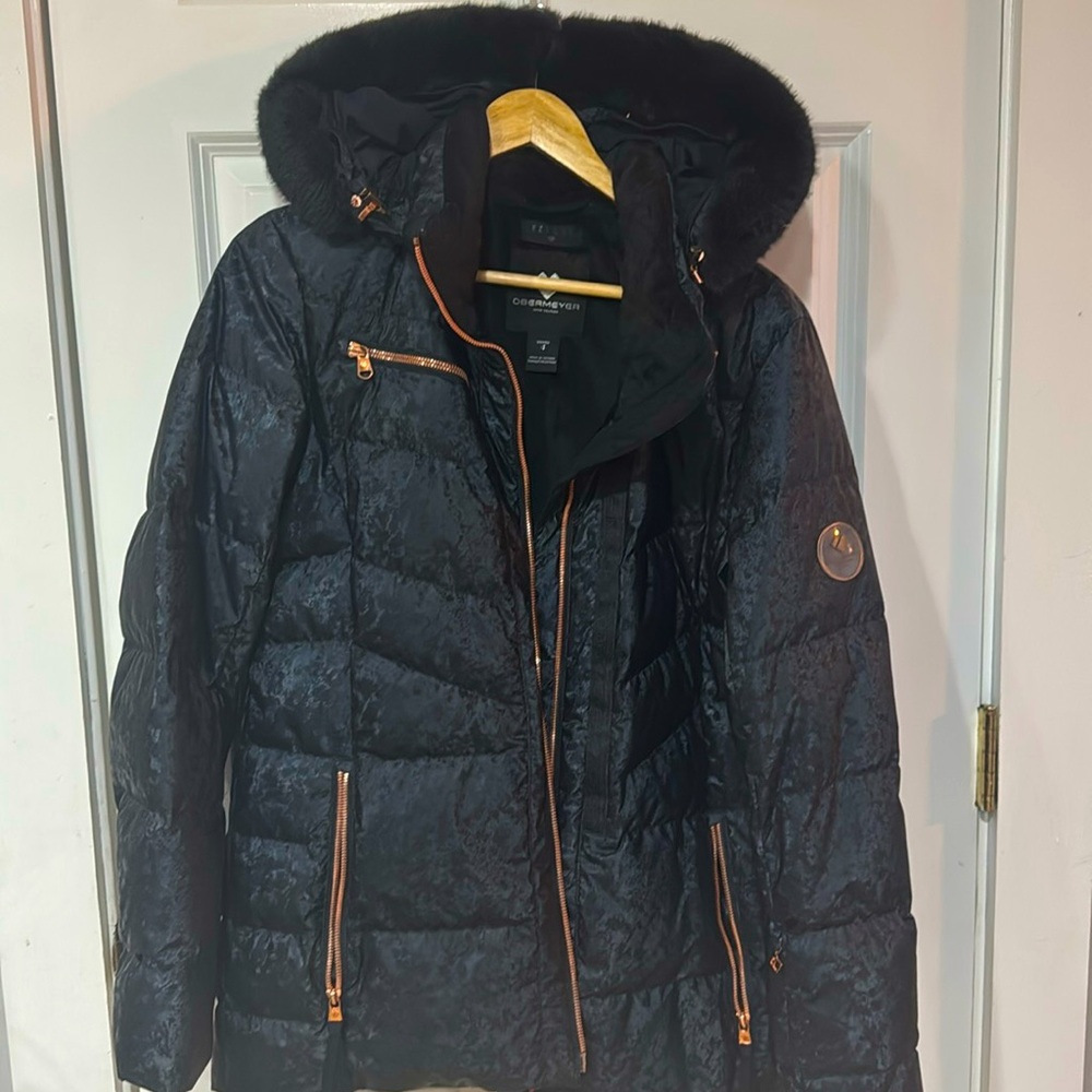 Obermeyer Circle Down Jacket black frost with Rose Gold Accents